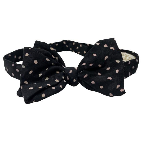 Vintage Carrot & Gibbs Silk Black Dotted Mens Bowtie - Picture 6 of 6